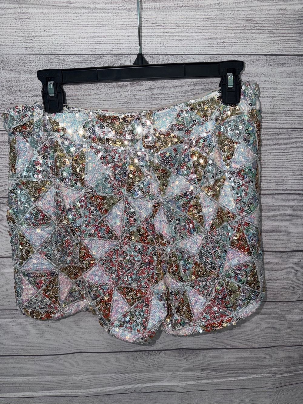 Miss Me Sequin Geometric Shorts in Silver, Gold, Pink, Blue - Picture 6 of 11